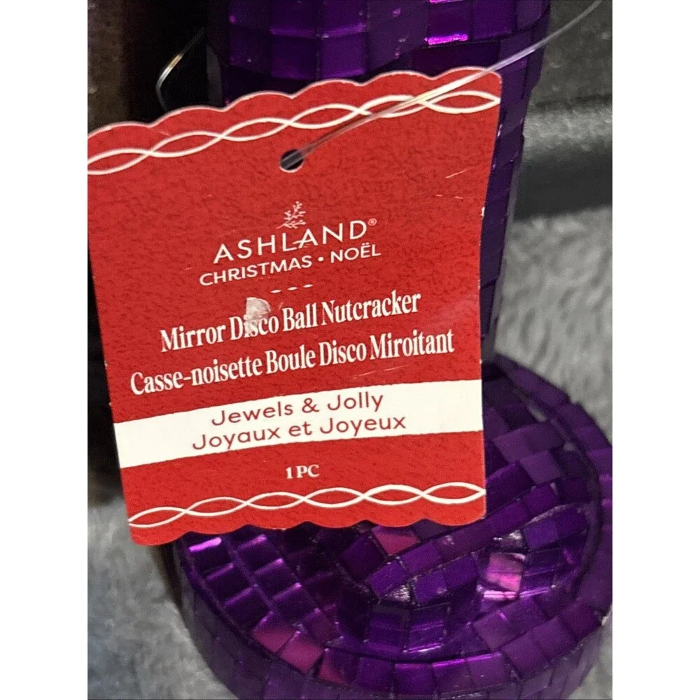 NWT Mirror Disco Ball NutCracker Ashland Purple Free Standing Decor Christmas